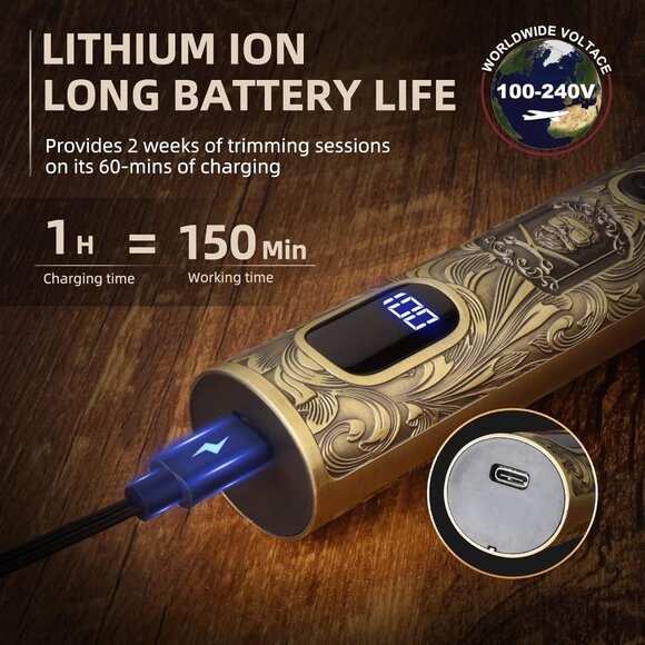 Beard Trimmer for Men Cordless Hair Clipper Shaving Kit for Mustache Body Gifts - Picture 6 of 7